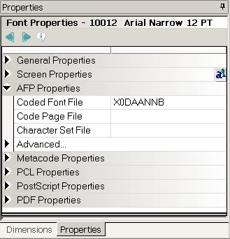 AFPCF AFPCF Use the AFPCF utility to create coded font files for AFP printers. Program names Windows AFPCFW32.EXE Syntax AFPCFW32 /C /T /X Parameter Description /C The AFP character set file name.
