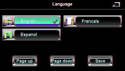 Choose the language you want, and then touch to save