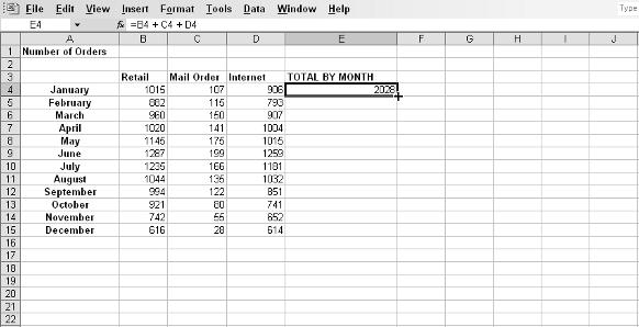 26 Part I: Getting Started with Excel Formulas and Functions mouse button, you can now drag up, down, or across over other cells.