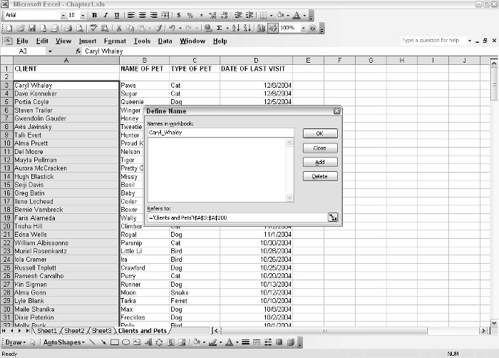 16 Part I: Getting Started with Excel Formulas and Functions One more detail about ranges you can give them a name.