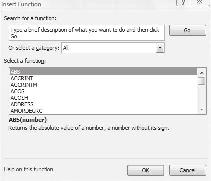 Chapter 2: Understanding Excel s Statistical Capabilities 29 Figure 2-2: The Insert Function dialog box.
