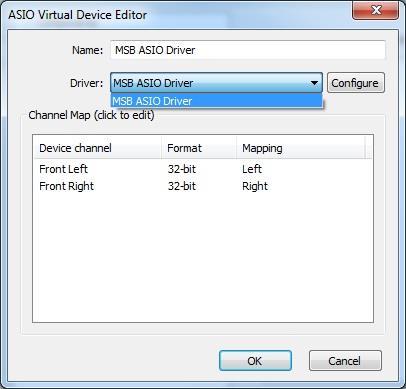 Select the MSB ASIO Driver under the Driver: list and click OK Finally select the Output tap and