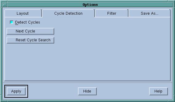 Tools Menu Commands Cycle Detection Tab Commands and controls on the Cycle Detection Tab control how TotalView displays cycles within the message queue graph.