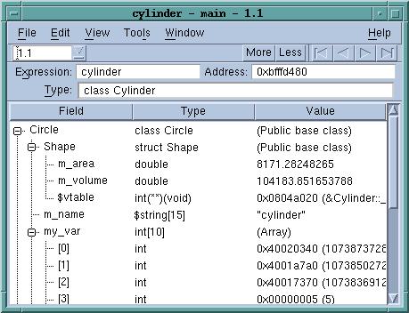 The Variable Window 3 Variable Window Overview The Variable Window displays information about one of your program s objects. Figure 70: Variable Window This window is more than just a viewer.
