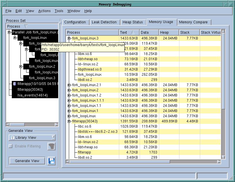File Menu Commands Figure 120: Memory Usage Page: Library View 9.