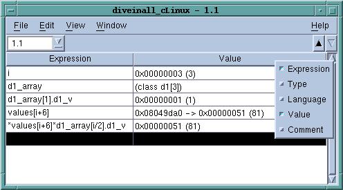 Expression List Window Overview Figure 136: Tools > Expression List Window You can sort the contents of a column by clicking on the column header.