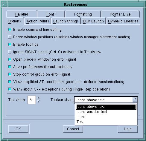 File Menu Commands File > Preferences Use this dialog box to set preferences for how TotalView will behave situations, as well as define some general characteristics.