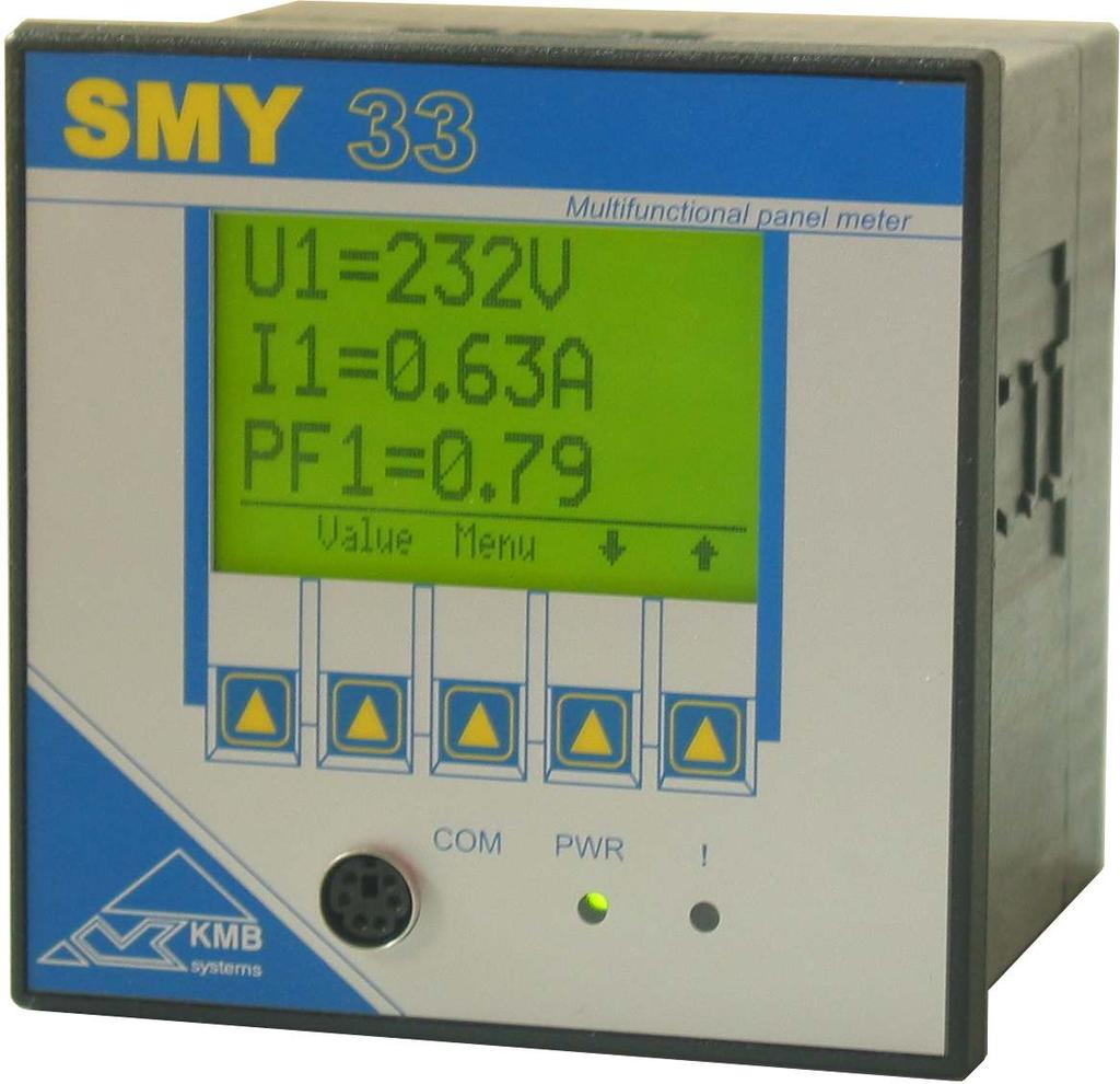 SMY, SMZ: Panel Analyser with Recording Capabilities online docs Cutout SMY 96x96 mm, SMZ 144x144 mm Improved built-in depth only 6 cm Measures and records all common quantities including
