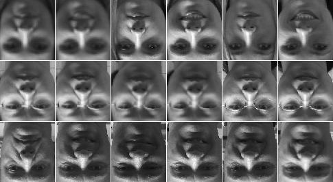 The persons in training set are disjoint with those in gallery and probe sets. Fig. 6 illustrates some cropped face examples of FERET and FRGC databases. consistent to our intuition.