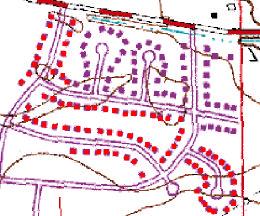 Zoom in closely to the purple subdivision: Choose the Draw Point tool and begin digitizing the different houses in the new subdivision.