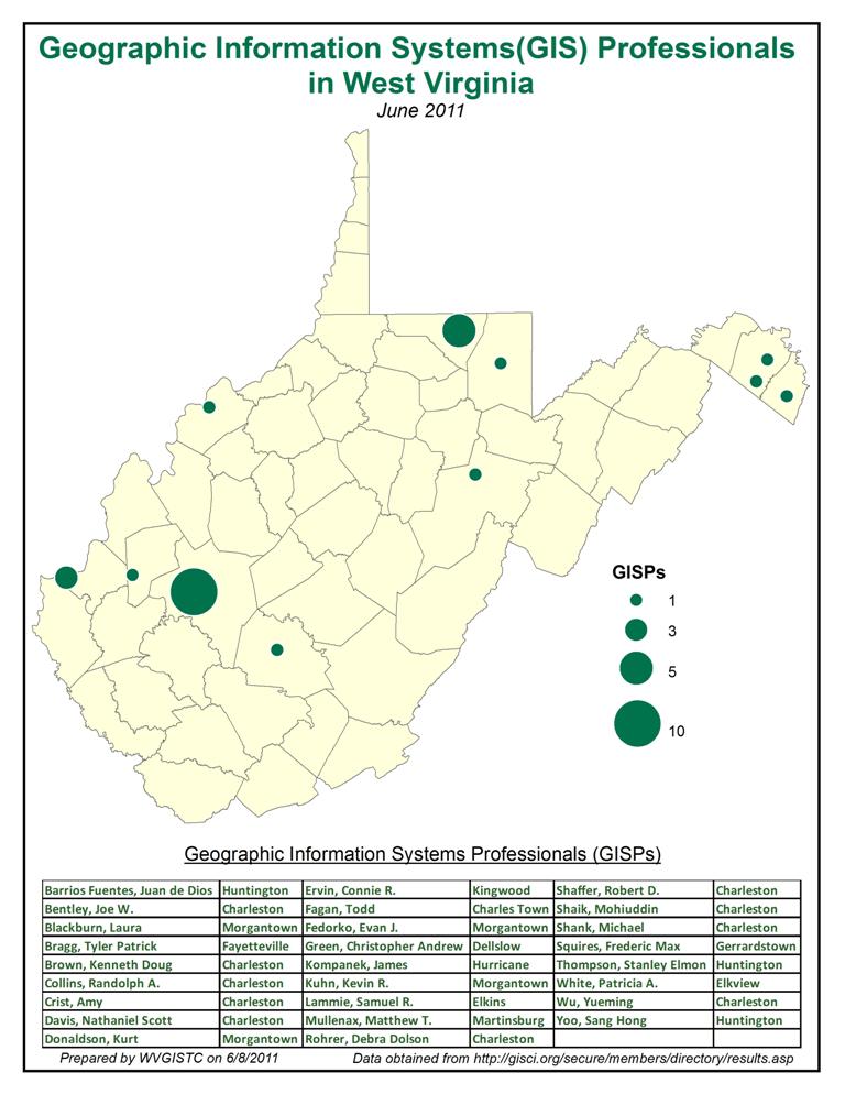 Current GISCI status 4,760 certified GIS Professionals (GISPs) as of