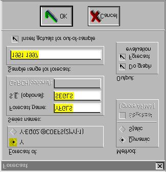 Step 9. Select Sample on the workfile menu bar and change the End date from 1994 to 1997. Open EQ03 and select Forecast on the equation menu bar.