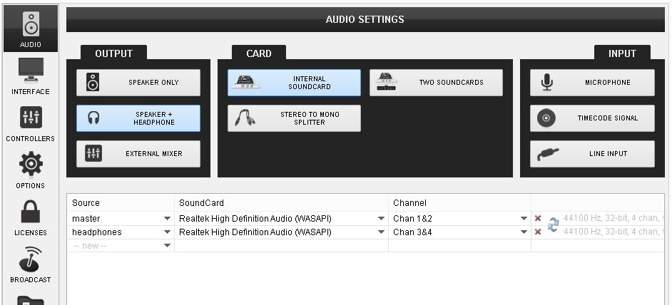 1 or higher - Connections Audio Setup Select the SPEAKER+HEADPHONE and INTERNAL SOUND CARD options.