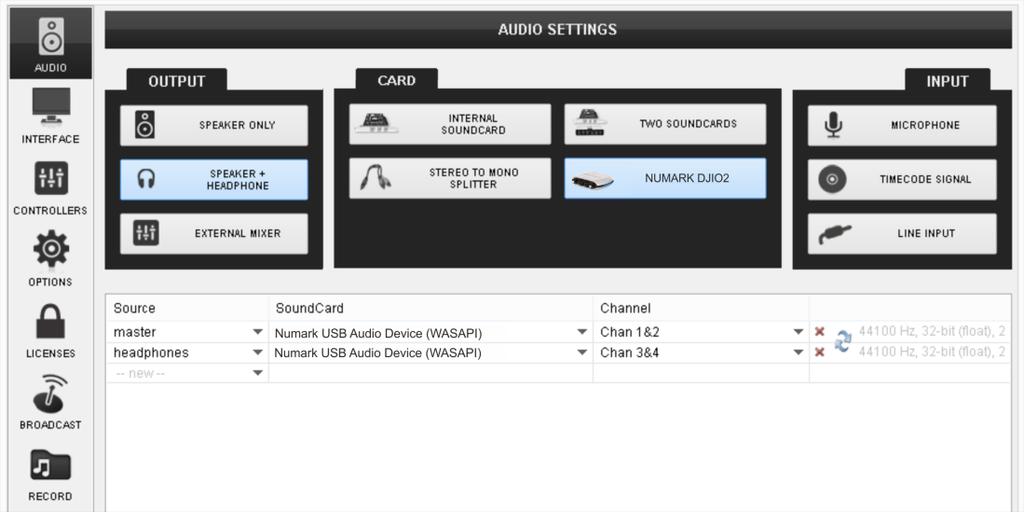 Connections Audio Setup The Numark DJIO2 has a pre-defined audio configuration and