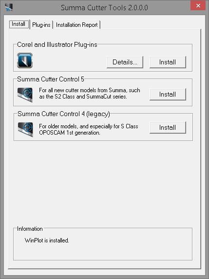 Click on the button to start the installation of Summa Cutter Tools. The latest version will be downloaded from the internet before the installation can be started.