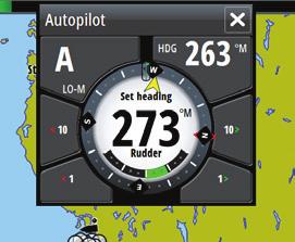 Automatic steering, navigating the vessel to a specific waypoint or through a route using both wind and GPS data ¼¼ Note: You switch the autopilot to Standby mode from any