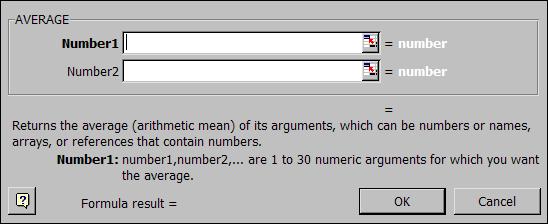 then click ok. The calculated average 5.5 appears in cell A13.