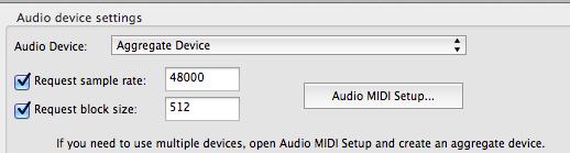 In the DAW preferences select the Aggregate Device