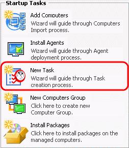 Select whether the new task has to be executed on to individual computers