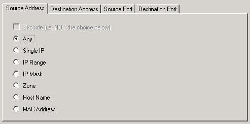 Choose any IP Address by selecting Any option. This menu defaults to an IP range of 0.0.0.0-255.255.255.255 to allow connection from all IP addresses.