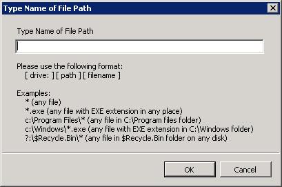 Type the name of the file path in the format specified in the dialog box. 3. Click OK to confirm. The name of the added file path is displayed in the main list under the selected file group.