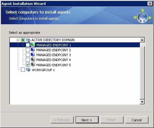 4. To install the Agent on the endpoints, enter the User Name and Password of a local administrator.