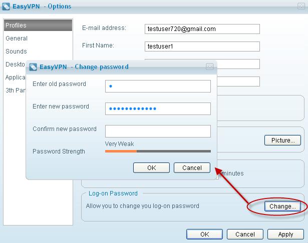 Retype your new password in the Confirm new password text box. Click 'OK'.