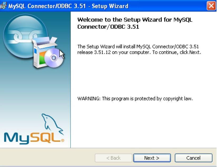 Installing the ODBC 5.1 driver for Windows 7/8/10 is exactly the same. a. Double click the standalone installer/msi file you downloaded b. The MySQL Connector/ODBC Setup Wizard starts.