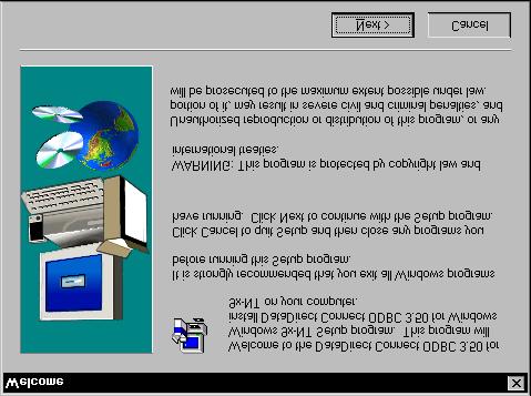 Chapter 9: Installation This chapter describes how to install the Merant ODBC driver. To install the Merant ODBC driver, complete the following procedure. 1. Run SETUP.EXE. The SETUP.