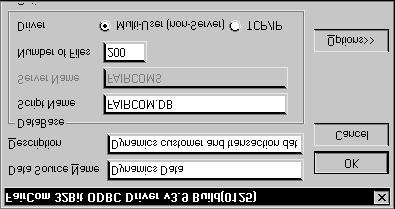 CHAPTER 16 SETTING UP A DATA SOURCE - SCRIPT METHOD 5. Select the FairCom ODBC driver. In the list of drivers, select the FairCom ODBC driver. Click Finish to continue. 6. Name the data source.
