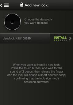 danalock App: Install new lock Install new lock Press Add new lock.