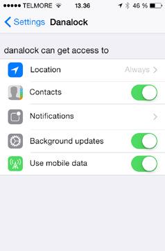 danalock App: Auto unlock settings special for ios Auto unlock settings special for