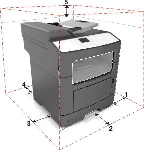 Selecting a location for the printer CAUTION POTENTIAL INJURY: The printer weight is greater than 18 kg (40 lb) and requires two or more trained personnel to lift it safely.