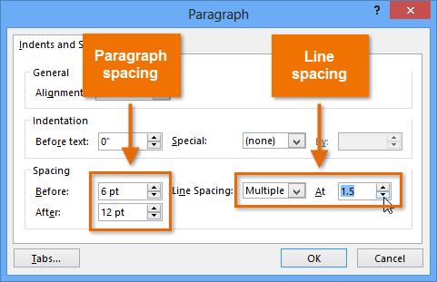 menu. The Paragraph dialog box will open, allowing you to fine-tune the line spacing and also adjust the paragraph spacing, which is the amount of spacing that is added before and after each