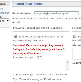 1. Click SETTINGS. 2. Click General Email.