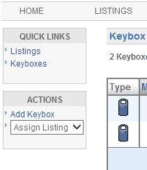 Click LISTINGS. 2. Click the Keyboxes link. 3.
