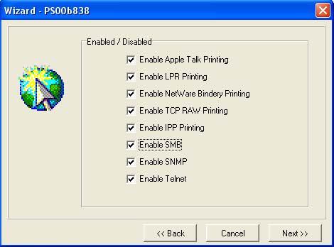 Step 2: Select to enable or disable your networking and printing protocols.