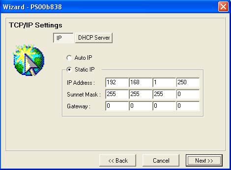 Step 3: Set the IP address of the HWPS12UG. You may specify a static IP address or use Auto to obtain an IP address from your router s DHCP server.