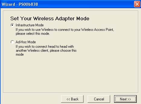 Step 6: Select the Wireless Adapter mode to set up your wireless LAN settings.