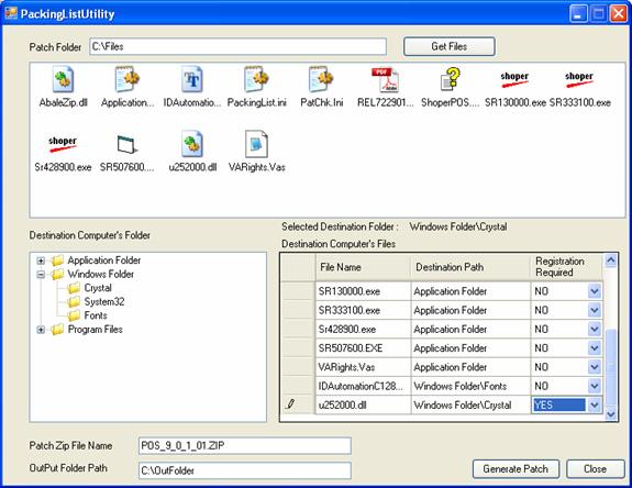 Creating Custom Patches The completed Packing list utility window is displayed as shown. Figure 4. Completed Packing list utility window 10. Click Generate Patch.