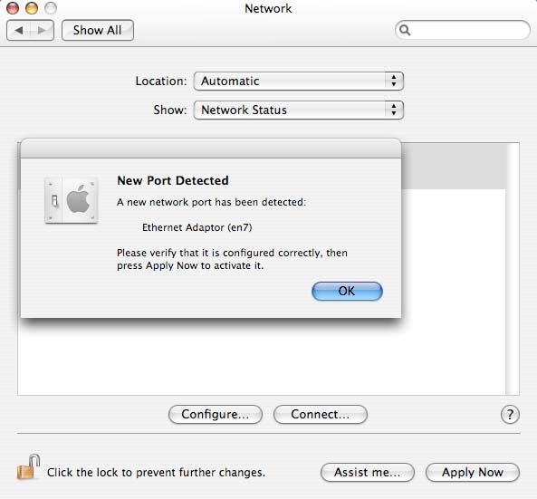 Start System Preferences and select Network, you ll see the screen as below prompted