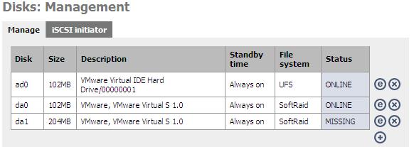 Software RAID array status You can verify the status of your RAID array from: Status/Disks page and select the Information Tab Disks/Software RAID/geom used page and select the Information Tab.