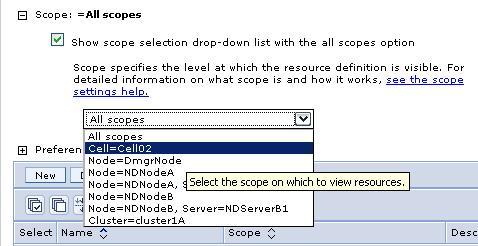Figure 7 Scopes selected using a drop-down list (New in V7) The second option for setting the scope is to de-select the Show scope selection drop-down list with the all scopes.