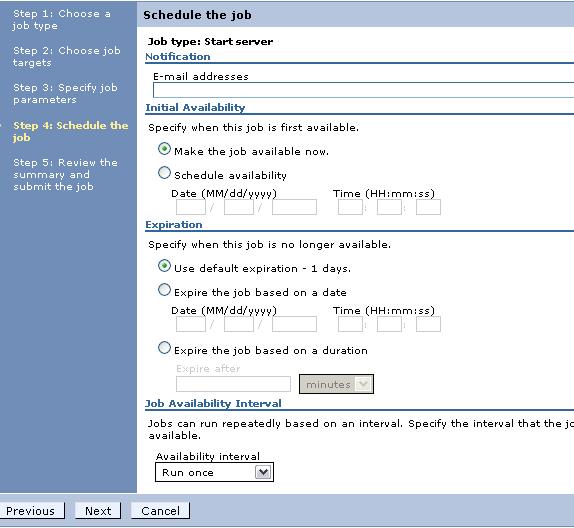 Figure 25 Specify job scheduling information Notification: The e-mail address specified will receive a notification when the job is finished.
