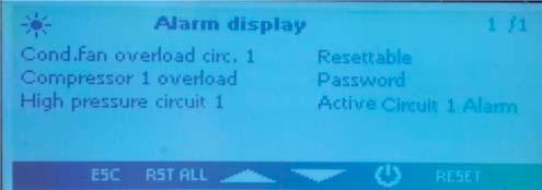 5. Alarm display The system is able to identify all the alarms that may damage the unit. When any type of fault or error on the unit occurs, the alarm symbol will be on.