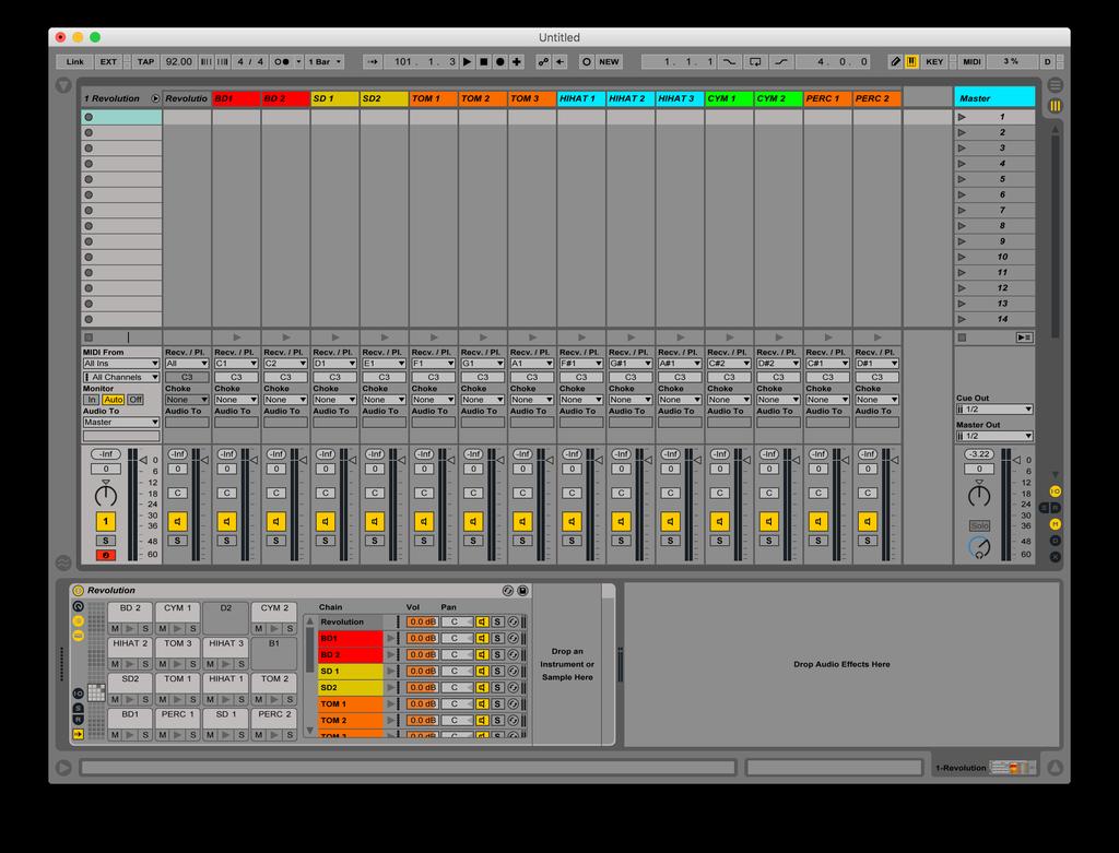 Ableton Live Integration with Ableton Live 9 includes a.adg file with Revolution mapped inside of a single Drum Rack*. Installation is as simple as dragging and dropping the.