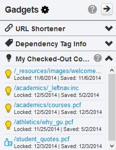 My Checked-Out Content Overview Authority Level: All user levels by default; administrators may restrict access through access settings.