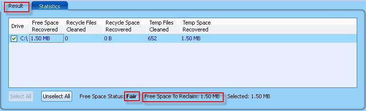 PerfectSpeed PC Optimizer User Guide Notice in the above screen, the Free Space Status is showing "Fair". 6. Click Actions in the left pane and then select Repair.