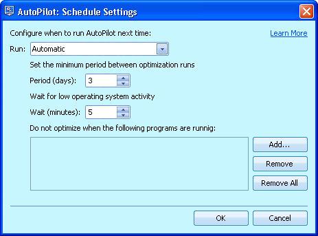 Getting Started with PerfectSpeed PC Optimizer This lets you choose among the Automatic, At a specified time, or When screen saver runs options.
