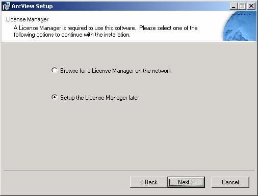 Choose Setup the License Manager later and then click Next.